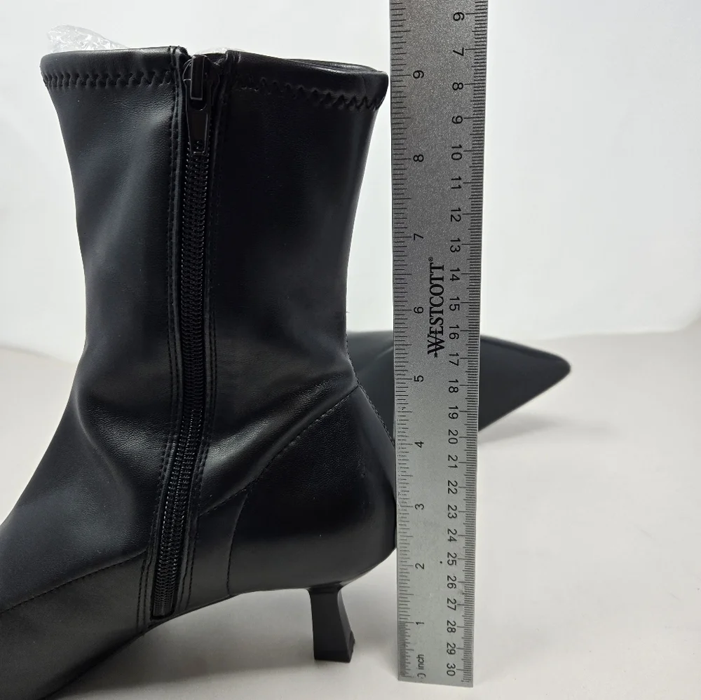 Abound Womens Ankle Boots Sz 8.5M Aberinn Black Faux Leather Kitten Heel Classic